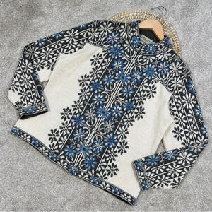 Intiwara 100% Alpaca Nordic Cardigan Sweaters Zip Front Longsleeve Handmade XL